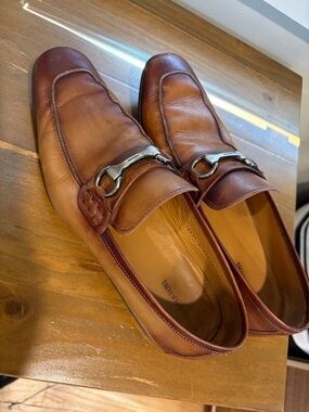 Magnanni Cognac Leather Bit Loafers